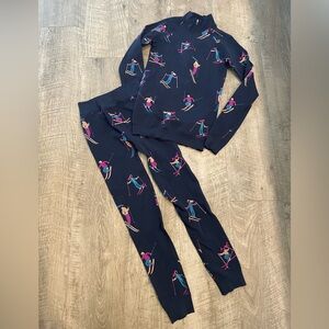 Sweaty Betty small top and bottom set ski baselayer jacquard blue